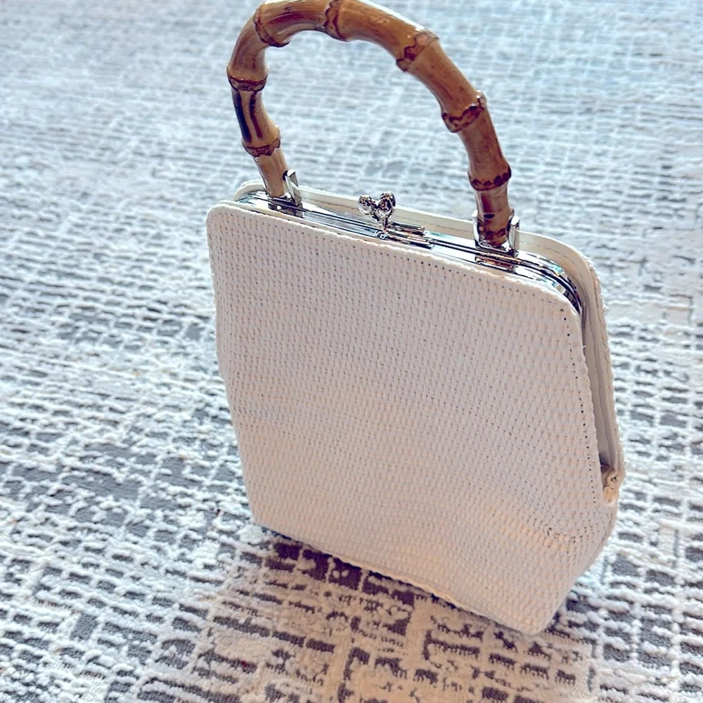 Vintage purse with bamboo handle in excellent Condition - Picture 2 of 8